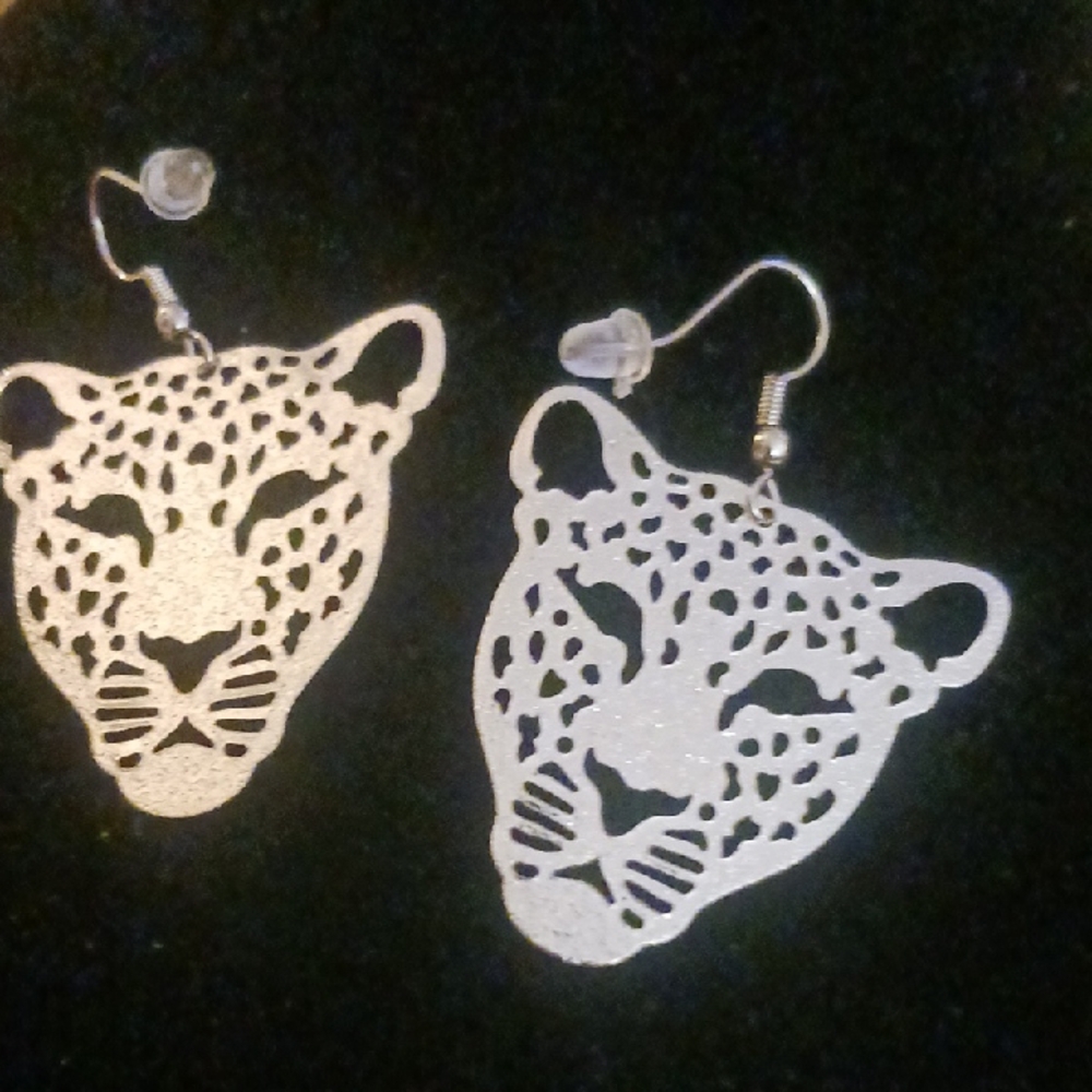 Silver Leopard Earrings